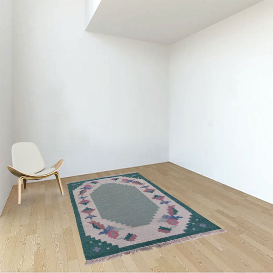 Covor kilim vintage din lână, lucrat manual