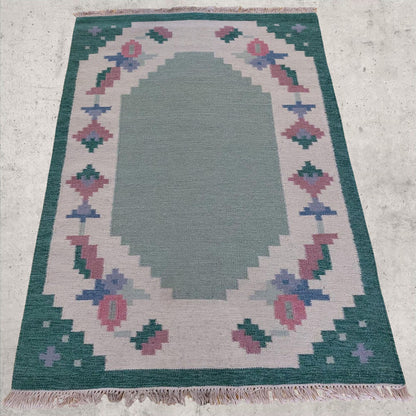 Covor kilim vintage din lână, lucrat manual