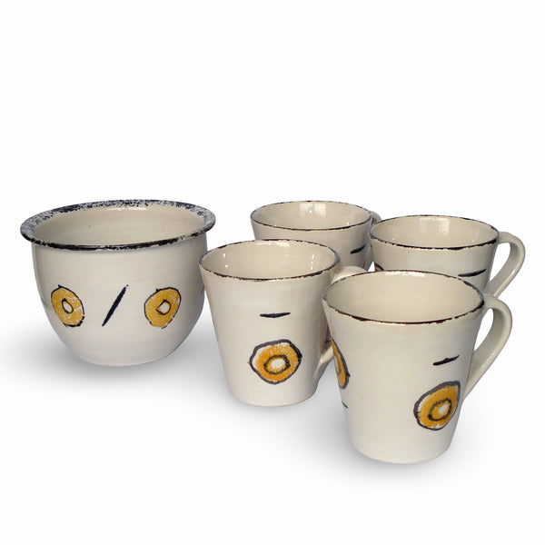 Set de ceai sau cafea pentru mic dejun, ceramică pictată manual