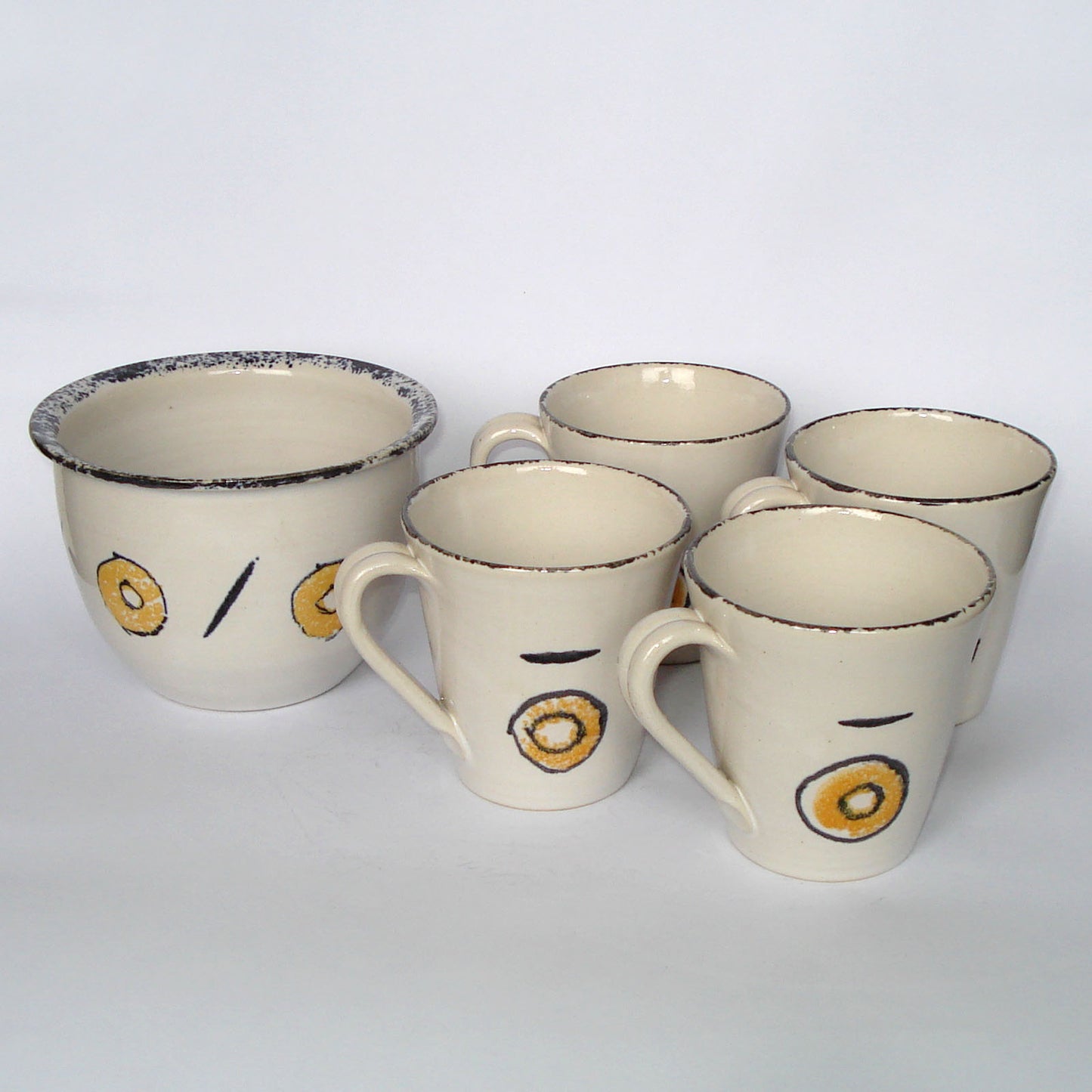 Set de ceai sau cafea pentru mic dejun, ceramică pictată manual