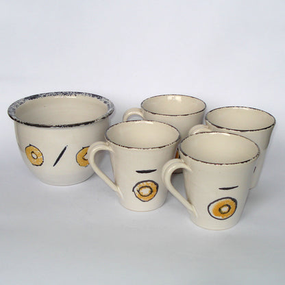 Set de ceai sau cafea pentru mic dejun, ceramică pictată manual
