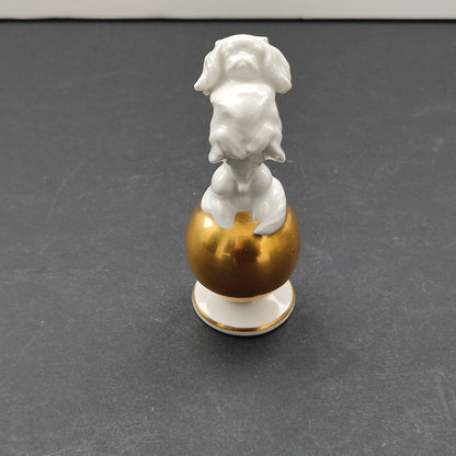 Figurină Rosenthal Pekinez pe Glob Auriu, circa 1935 - Porțelan Fin, Raritate Vintage