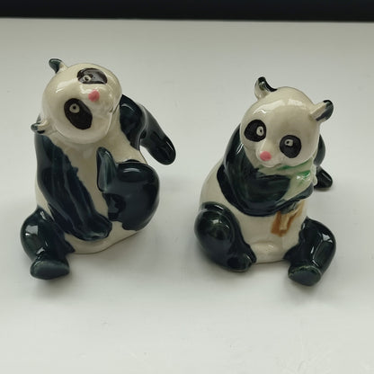 Ecouri din porțelan fin chinezesc - doi panda mici și jucăuși