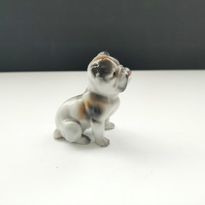 Figurină din porțelan Bulldog, pictată manual, vintage, cu ștampilă „Import”