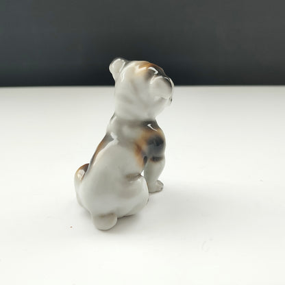 Figurină din porțelan Bulldog, pictată manual, vintage, cu ștampilă „Import”