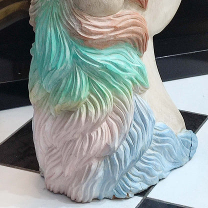 Cap de cal - sculptură în lemn, pictată în nuanțe pastel