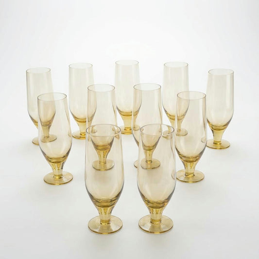Set de 11 pahare de lichior cu picior, anii 1970