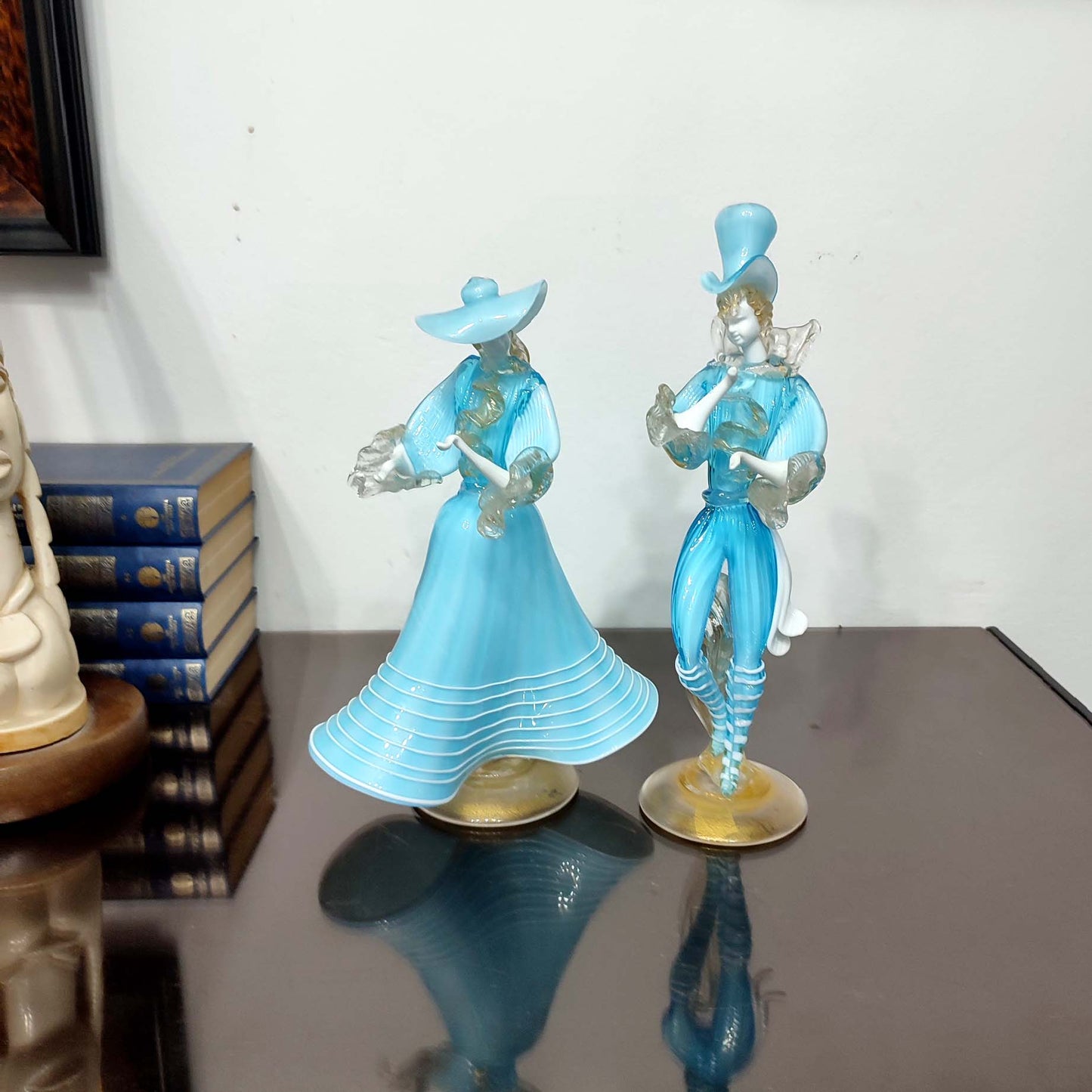 Figurine din sticlă Murano, cuplu dansator, Italia, anii 1960