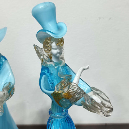 Figurine din sticlă Murano, cuplu dansator, Italia, anii 1960